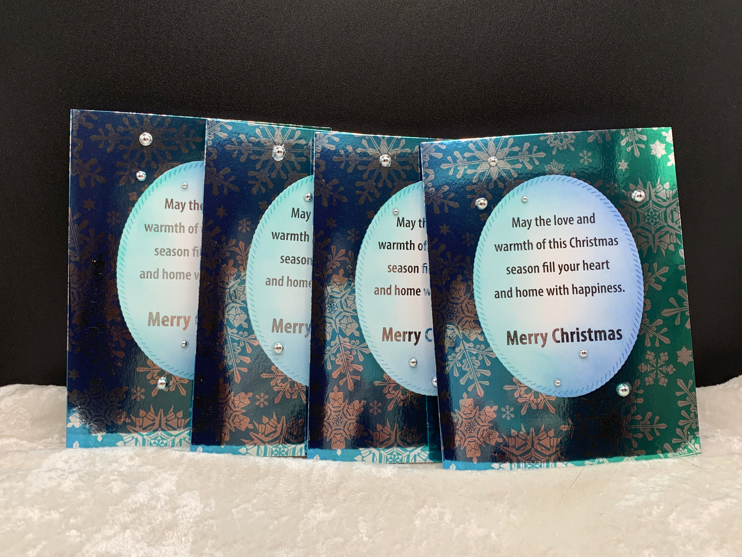 Snowflake Mirrored Christmas Cards, Set of 4