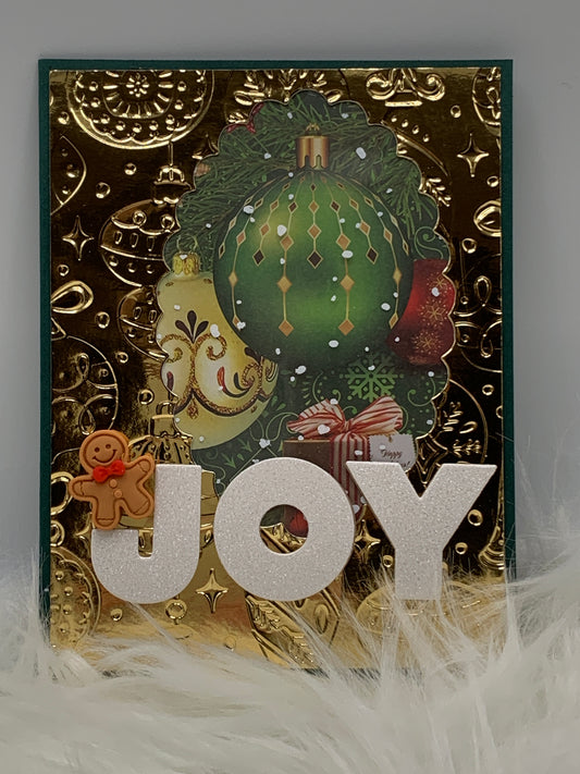 Metallic Gold, Embossed Ornaments Christmas Card