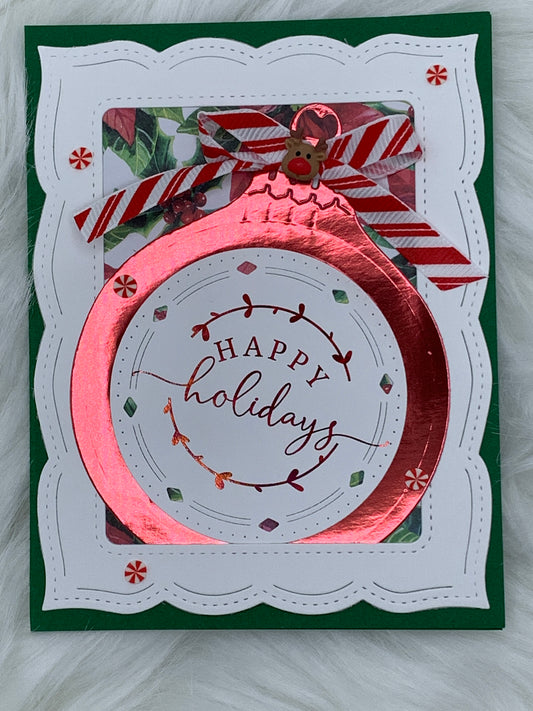 Metallic Red Ornament Christmas Card